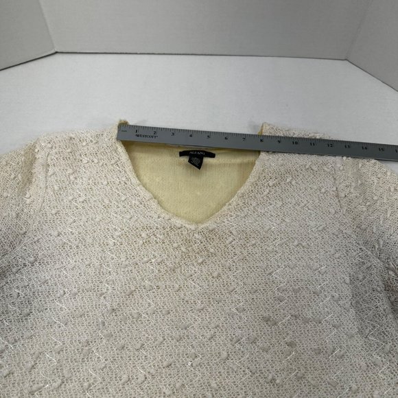 Alfani Womens Sz Large Top V Neck Lined Lace Outer Hi Lo Pullover White Preowned - Picture 7 of 14